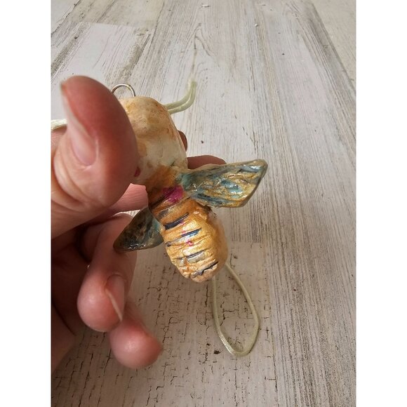 Bee Angel cherub necklace ornament gold glitter BZ Xmas tree - Picture 9 of 10